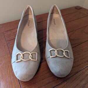 Dr. Scholl's Be Adorned Taupe Shoes Wedges Suede Ladies Sz 11 Anti-Microbial NEW